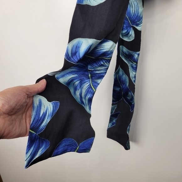 Alice + Olivia Rosario Tie Waist Blue Kimono Silk Blend Top Size Small - Picture 14 of 16